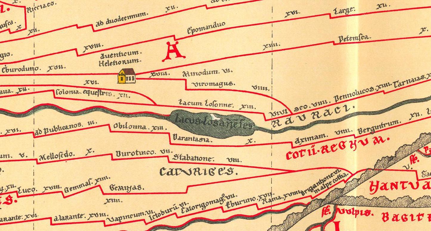 La Suisse romande représentée sur la «Table de Peutinger», compilation médiévale de cartes romaines.
